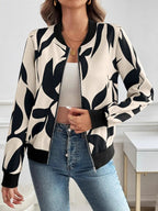 Printed Zip Up Long Sleeve Jacket - Piña Colada