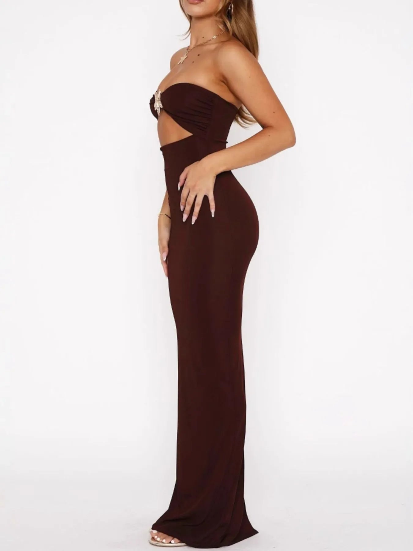 Cutout Sweetheart Neck Tube Maxi Dress - Piña Colada
