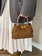 Suede Adjustable Strap Double-Use Handbag - Piña Colada