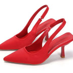 Point Toe Kitten Heel Slingback Pumps - Piña Colada