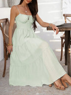 Devine Smocked Tiered Maxi Cami Dress - Piña Colada