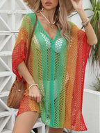 Rainbow Gradient Crochet Beach Cover Up - Piña Colada