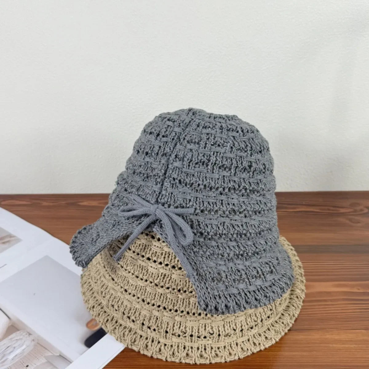 Crochet Bucket Hat with Drawstring - Piña Colada