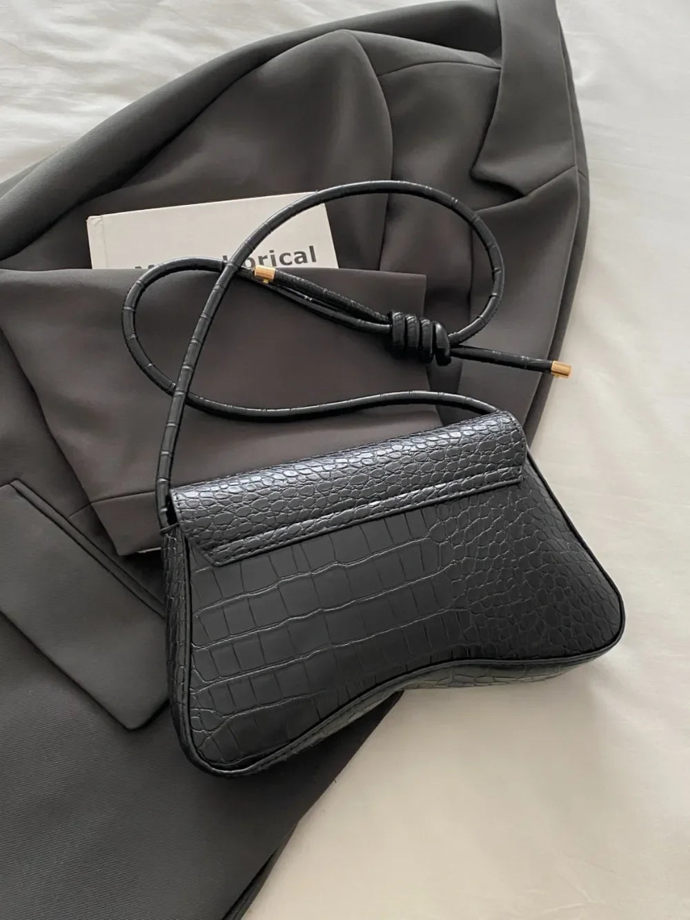 PU Leather Texture Crossbody Bag - Piña Colada