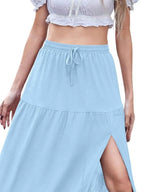 Full Size Slit Maxi Skirt Plus Size - Piña Colada