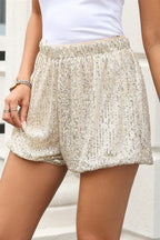 Sequin Elastic Waist Shorts - Piña Colada