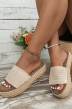 White Boho Single Band Slippers - Piña Colada