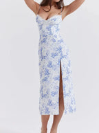 Floral Print Sweetheart Neck Cami Dress - Piña Colada