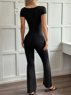 Lace Detail Cap Sleeve Jumpsuit - Piña Colada