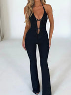 Crisscross Halter Neck Jumpsuit - Piña Colada