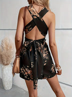 Crisscross Back Printed Romper - Piña Colada