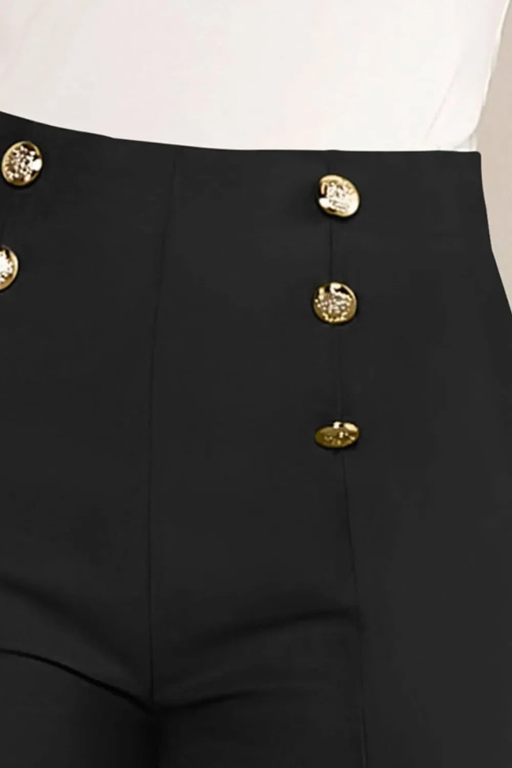 FAM-FAM Decorative Button High Waist Shorts - Piña Colada