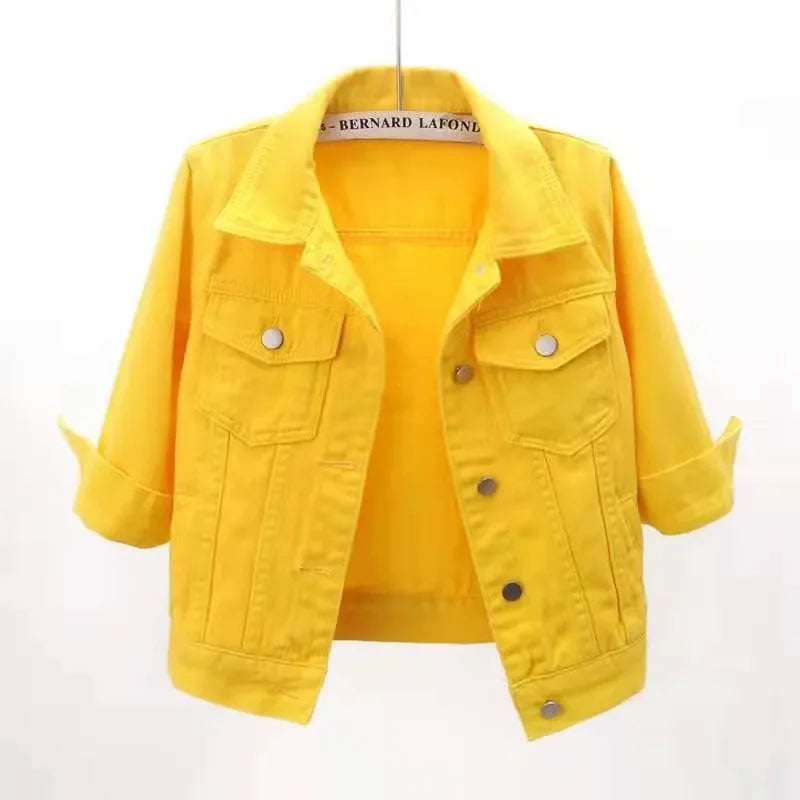 Full Size Cropped Denim Jacket Plus Size - Piña Colada