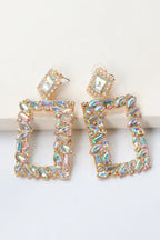 Square Shape Glass Stone Dangle Earrings - Piña Colada