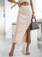 Slit Elastic Waist Skirt - Piña Colada