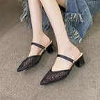 Point Toe Block Heel - Piña Colada