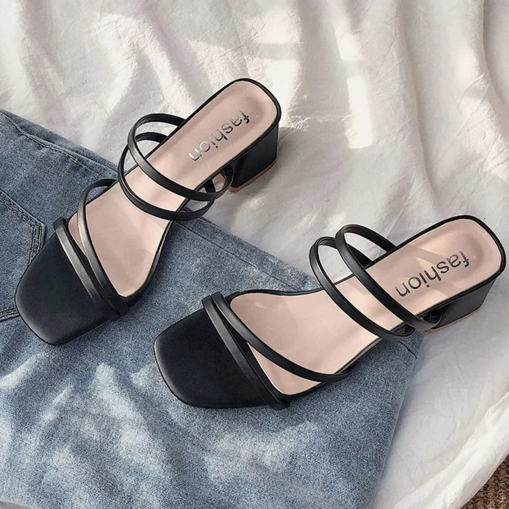 Open Toe Block Heels Sandals - Piña Colada