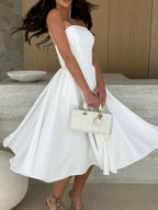 Solid Color Tube Midi Dress - Piña Colada