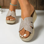 Open Toe Platform Wedge Sandals - Piña Colada