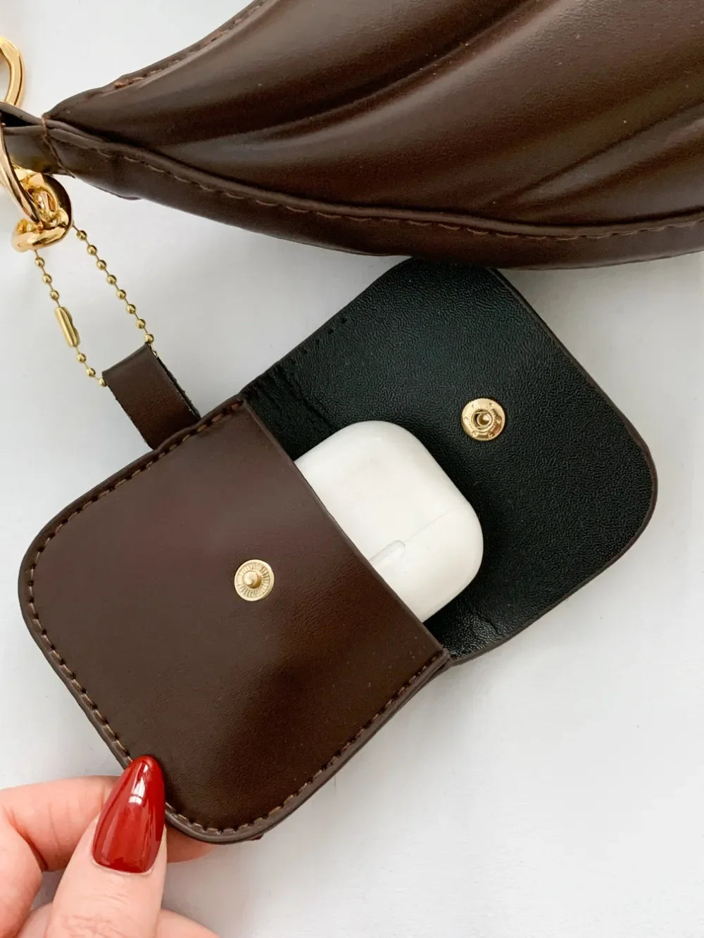 PU Leather Shoulder Bag with EarPods Bag - Piña Colada