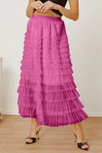 Ruched High Waist Tiered Skirt - Piña Colada