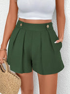 Pleated Detail Shorts with Pockets - Piña Colada
