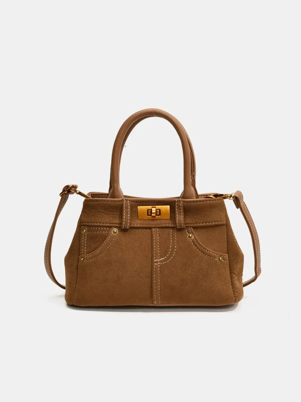 Suede Adjustable Strap Double-Use Handbag - Piña Colada