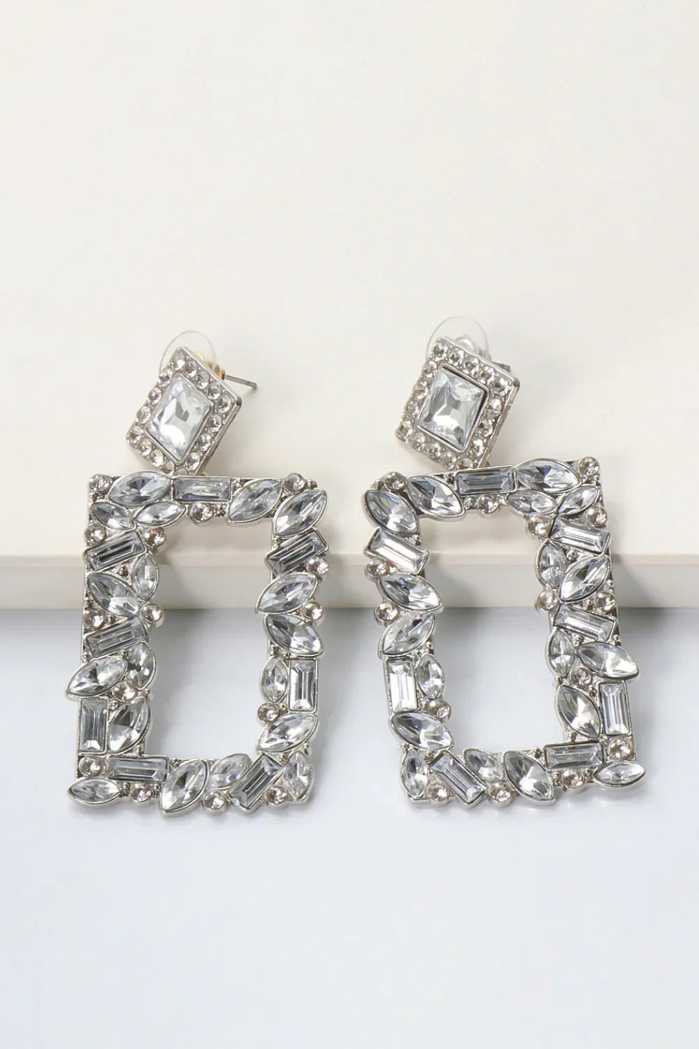 Square Shape Glass Stone Dangle Earrings - Piña Colada