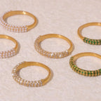 18K Gold-Plated Inlaid Zircon Ring - Piña Colada