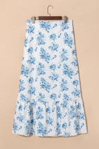 Split Asymmetrical Ruffled Printed Skirt - Piña Colada