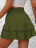 Ruffle Layered High Waist Casual Skort - Piña Colada