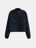Pocketed Snap Down Baseball Collar Jacket - Piña Colada