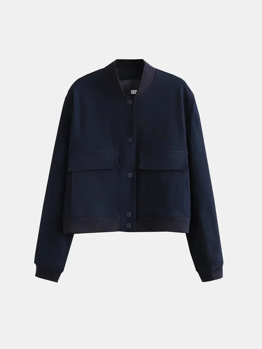 Pocketed Snap Down Baseball Collar Jacket - Piña Colada