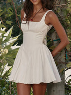 Backless Square Neck Mini Dress - Piña Colada