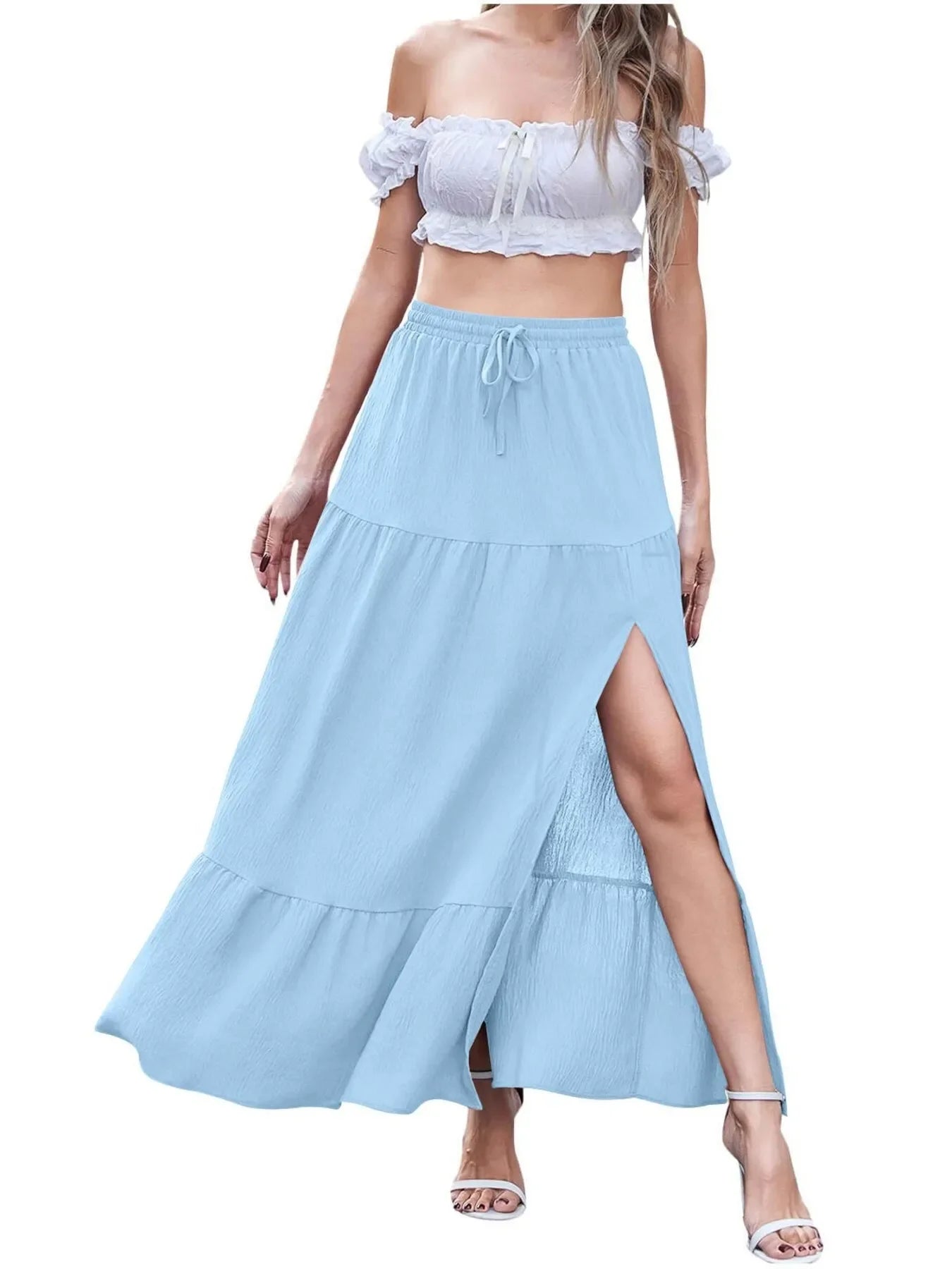 Full Size Slit Maxi Skirt Plus Size - Piña Colada
