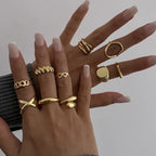 10-Piece Alloy Geometric Ring - Piña Colada