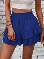 Ruffle Layered High Waist Casual Skort - Piña Colada