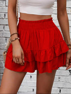 Ruffle Layered High Waist Casual Skort - Piña Colada