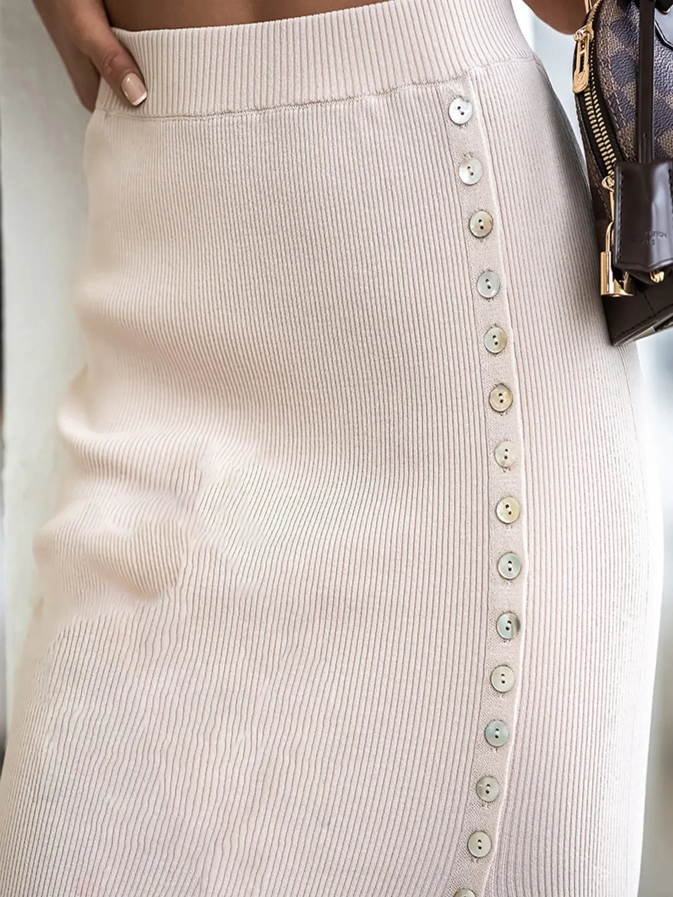 Slit Elastic Waist Skirt - Piña Colada