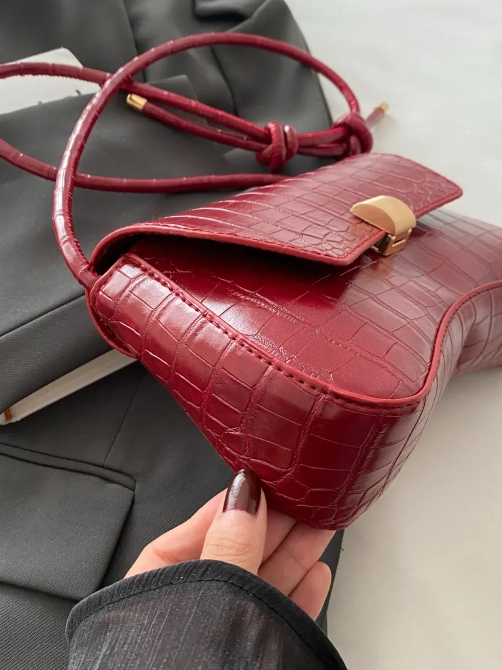 PU Leather Texture Crossbody Bag - Piña Colada