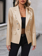 Ivy Lane Button Up Collared Neck Blazer - Piña Colada
