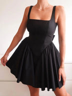 Backless Square Neck Mini Dress - Piña Colada