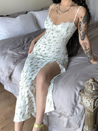 Floral Print Sweetheart Neck Cami Dress - Piña Colada