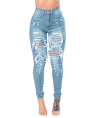 High Waist Ripped Jeans Skinny - Piña Colada