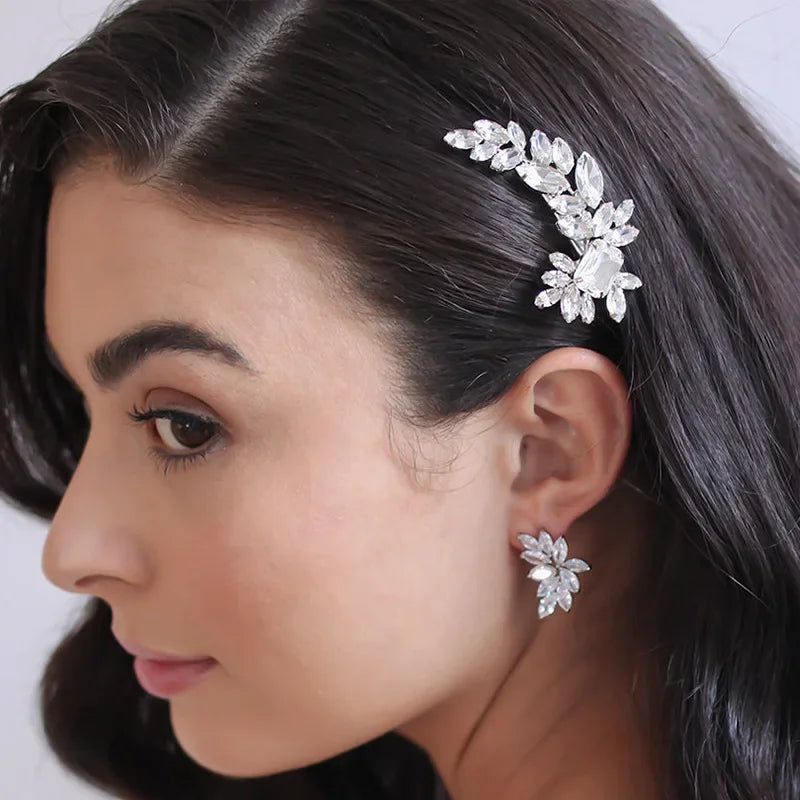 Leaf Rhinestone Hairpin - Piña Colada