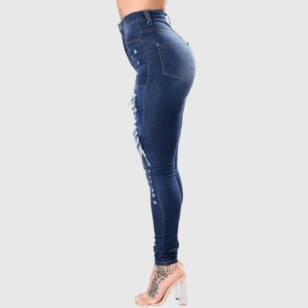 High Waist Ripped Jeans Skinny - Piña Colada