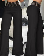 Sequin Glam High Waist Wide-Leg Pants - Piña Colada