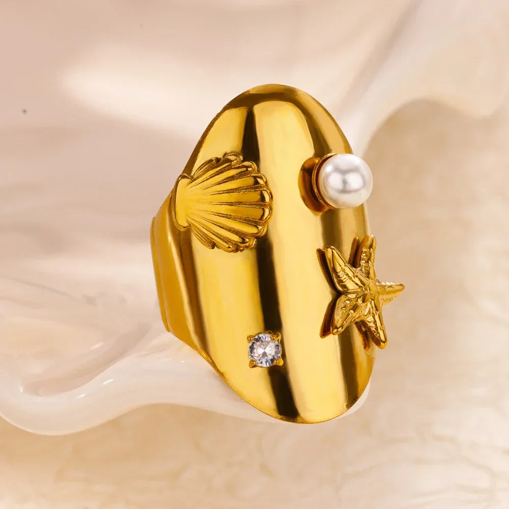 Gradient Zircon 18K Gold-Plated Open Ring - Piña Colada