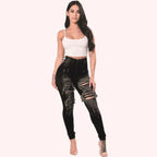 High Waist Ripped Jeans Skinny - Piña Colada