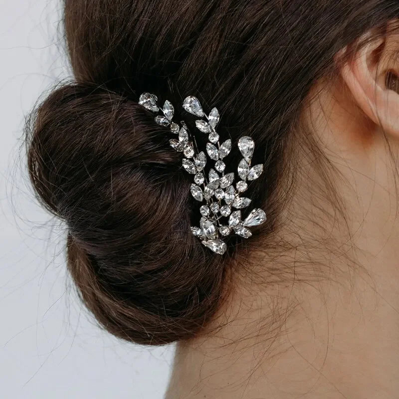 Leaf Rhinestone Hairpin - Piña Colada